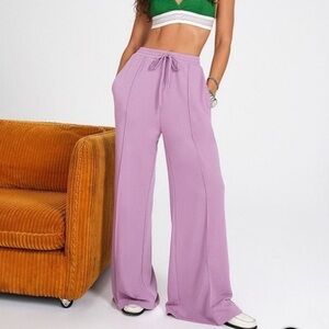 For Love & Lemons Morgan Sweatpants Wide Leg Flare Purple Lilac‎ Size XXS
